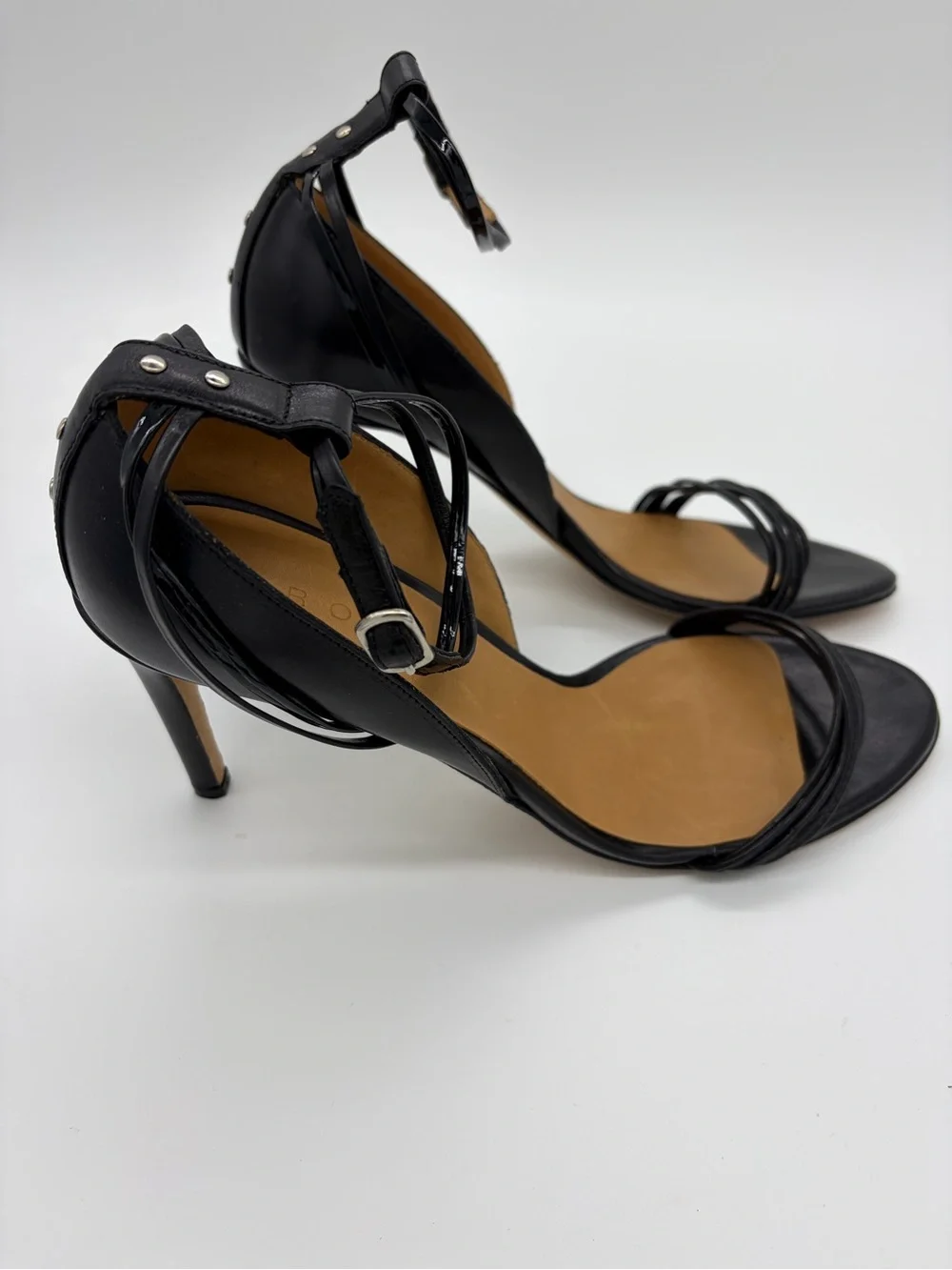 IRO Micaela Black Leather Strappy Stiletto Sandals